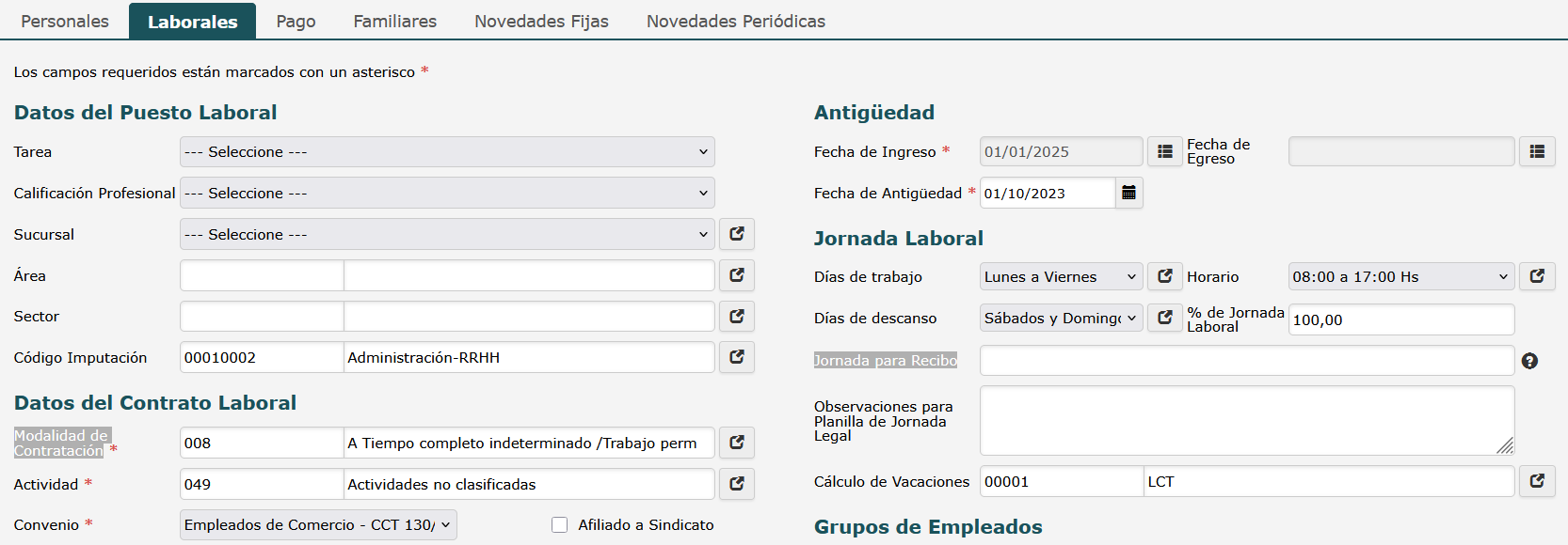 Modalidad de contratación